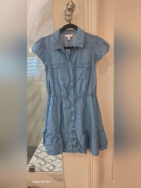 LC Lauren Conrad Light Chambray Button-Front Mini Dress Size Medium